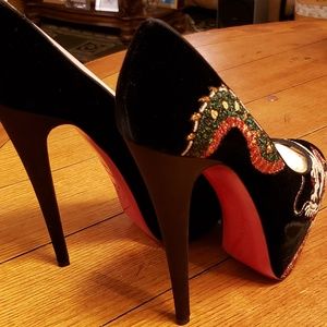 Christian Louboutin dragon open toe heels